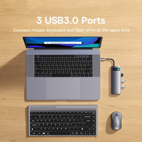 Adaptateur HUB USB-C / Type-C Multifonctionnel à 6 Ports Baseus StarJoy (Gris) SB201A283-08