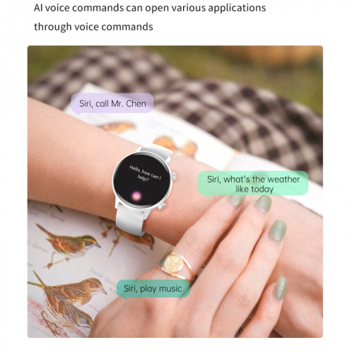 HK39 Montre à bracelet en silicone intelligente de 1,1 pouce prend en charge les appels Bluetooth / la surveillance de l'oxygène sanguin (blanc) SH201C1504-012