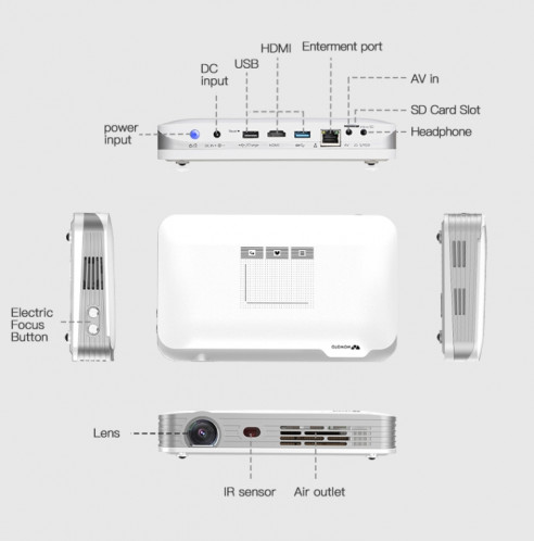 WOWOTO T9S TI DLP DMD 0.45 1280 x 800 4K 350ANSI RGB LED Projecteur intelligent (prise UE) SW501B728-013