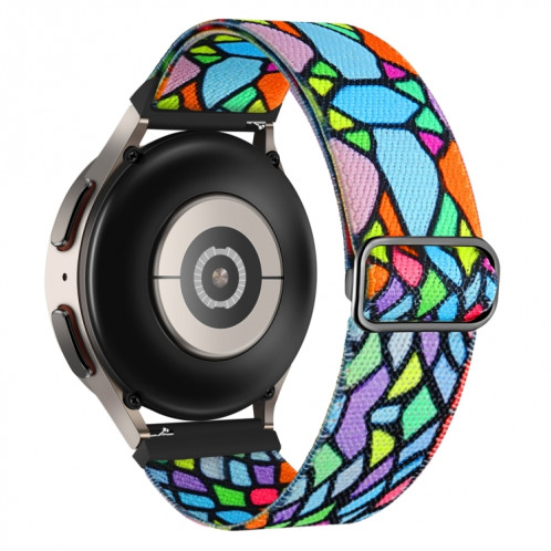 Pour Coros Apex Pro / Apex 46mm 22mm Bracelet de montre à boucle tissée en nylon coloré peint (arc-en-ciel géométrique) SH301E857-07