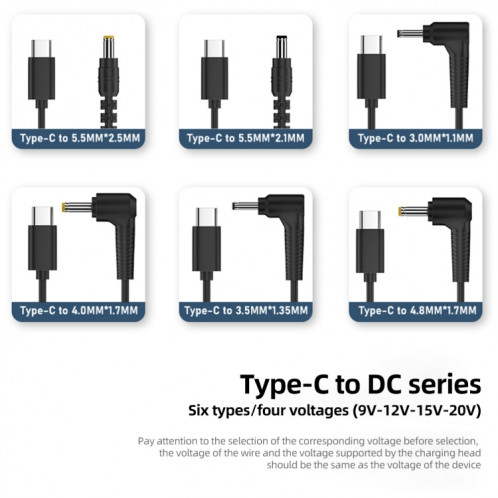 Câble adaptateur d'alimentation CC 9 V 5,5 x 2,1 mm vers Type-C SH4301361-07