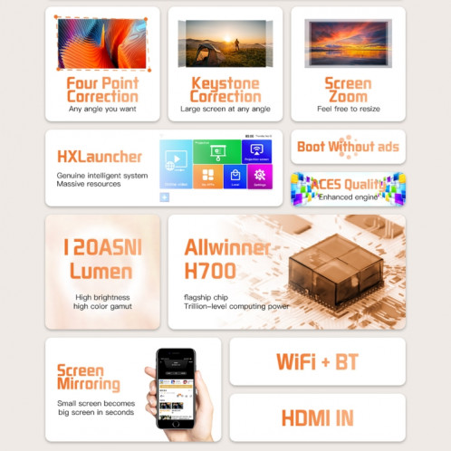 Projecteur mobile WiFi portable S30 Max Android 10 OS HD, type de prise : prise UE (noir) SH602A877-013