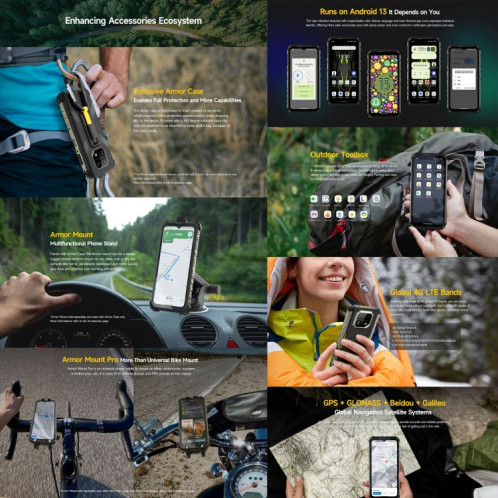  Ulefone Armor 22, 8 Go + 128 Go, téléphone robuste IP68/IP69K, 6,58 pouces Android 13 MediaTek Helio G96 Octa Core, réseau : 4G, NFC, OTG (tout noir) SU101B24-012