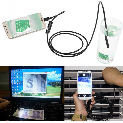 Caméra d'inspection de tube dur d'endoscope micro USB étanche AN97 pour pièces de téléphone mobile Android à fonction OTG, avec 6 LED, diamètre de l'objectif : 5,5 mm (longueur : 2 m) SH701C1454-09