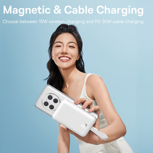 Baseus 10000mAh 30W USB-C / Type-C Banque d'alimentation à charge rapide magnétique (Starlight White) SB701B1115-07
