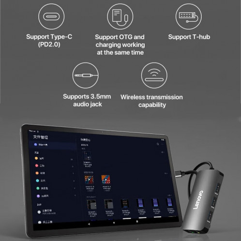 Tablette WiFi Lenovo K10 Pro 10,6 pouces, 4 Go + 128 Go, Android 12, MediaTek Helio G80 Octa Core, prise en charge de l'identification faciale (gris) SL602A1606-018