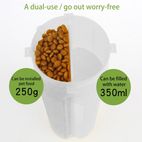Tasse à eau et à nourriture portable à double usage pour animaux de compagnie avec bol pliant (transparent) SH710T7-09