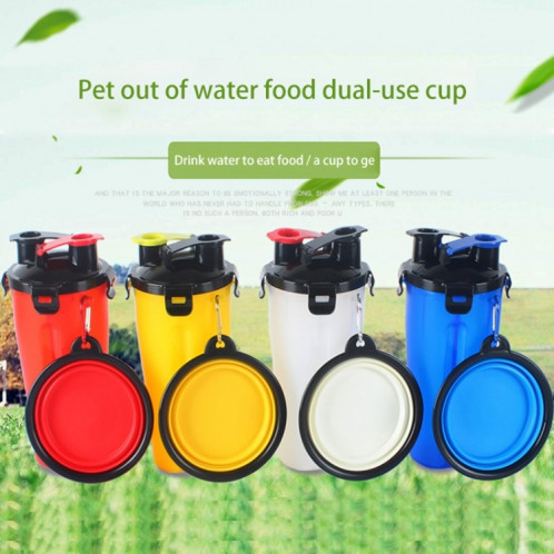 Tasse à eau et à nourriture portable à double usage pour animaux de compagnie avec bol pliant (jaune) SH710Y656-09