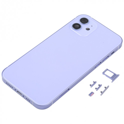 Housse de boîtier arrière avec plateau de carte SIM et lentille de caméra pour iPhone 12 (violet) SH78PL190-06