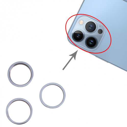3 PCS Caméra arrière Lentille de verre en métal de protection de protection extérieur pour iPhone 13 Pro Max (Bleu) SH101L1274-04