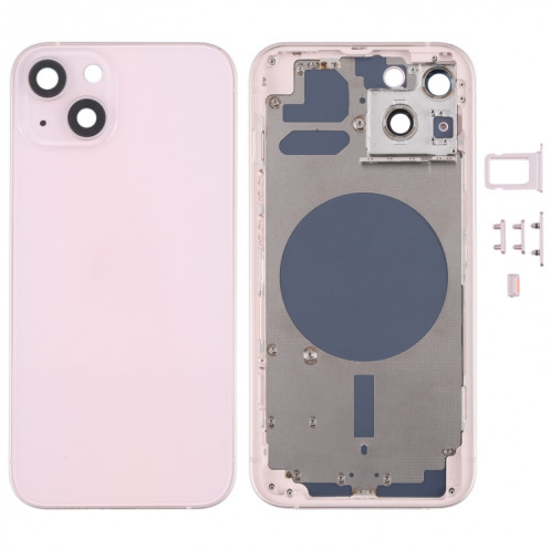 Housse de boîtier arrière avec plateau de carte SIM et lentille de caméra pour iPhone 13 (rose) SH31FL1982-06