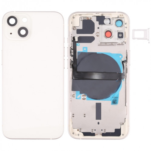Coque arrière de batterie pour iPhone 13 avec touches latérales et plateau de carte et câble flexible d'alimentation + volume et module de charge sans fil SH38WL1585-07