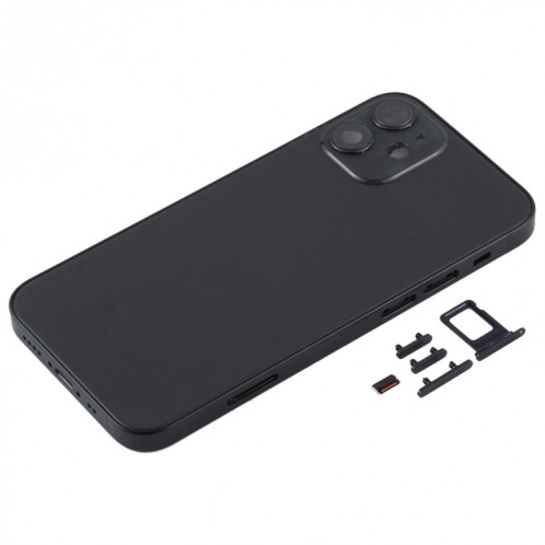 Couvercle arrière du boîtier avec plateau pour carte SIM, touches latérales et objectif de l'appareil photo pour iPhone 12 mini (noir) SH45BL931-06