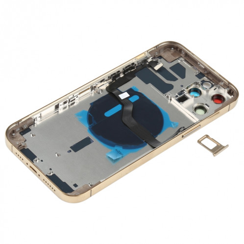 Couverture arrière de la batterie (avec touches latérales et plateau de carte et puissance + volume Flex Câble et module de chargement sans fil) pour iPhone 12 Pro Max (Or) SH36JL1652-06