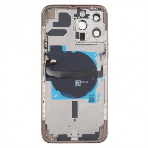 Coque arrière de batterie pour iPhone 13 Pro Max avec touches latérales et plateau de carte et câble flexible d'alimentation + volume et module de charge sans fil (doré) SH13JL1249-07