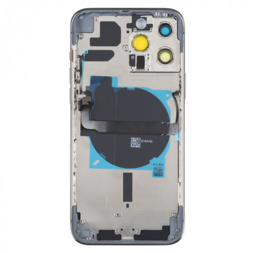 Coque arrière de batterie pour iPhone 13 Pro Max avec touches latérales et plateau de carte et câble flexible d'alimentation + volume et module de charge sans fil (bleu) SH13LL465-07