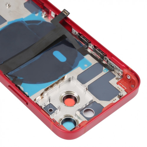 Coque arrière de batterie pour iPhone 13 mini avec touches latérales et plateau de carte et câble flexible d'alimentation + volume et module de charge sans fil (rouge) SH14RL722-07