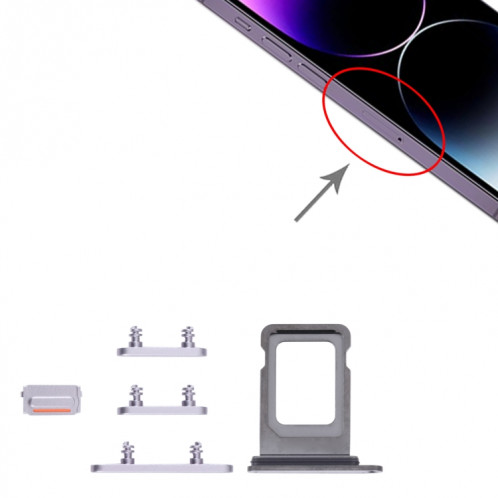 Plateau de carte SIM + plateau de carte SIM + touches latérales pour iPhone 14 Pro Max (Violet) SH061P25-04