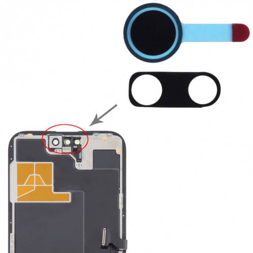 100/Set autocollant d'étanchéité d'ombrage LCD pour caméra avant pour iPhone 14 Pro / 14 Pro Max SH01311544-05