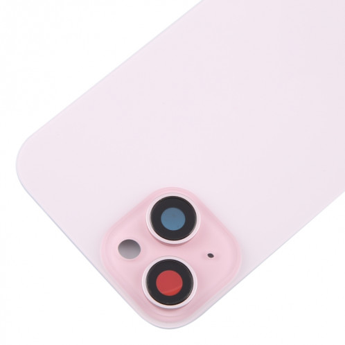 Pour iPhone 15 Plus Couvercle arrière de la batterie en verre avec couvercle d'objectif d'appareil photo (rose) SH85FL1072-07