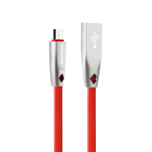 AWEI CL-96 USB vers Micro USB Câble de données portable TPE + alliage d'aluminium, 2A, longueur: 1 m (rouge) SA851R872-05