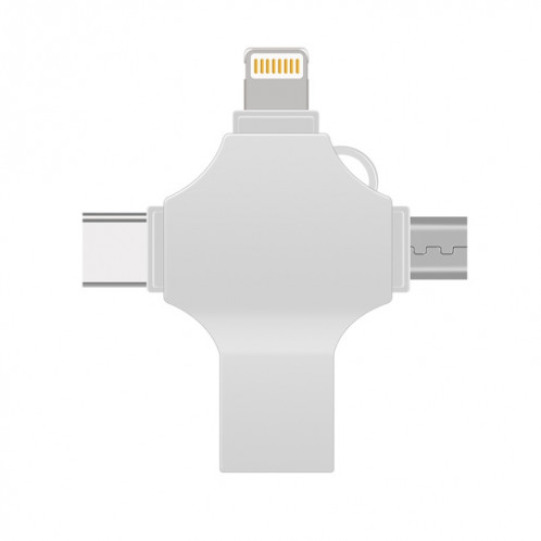 Cross 4 en 1 128 Go 8 broches + Micro USB + USB-C / Type-C + USB 3.0 Disque Flash en métal (Argent) SH284S1016-09