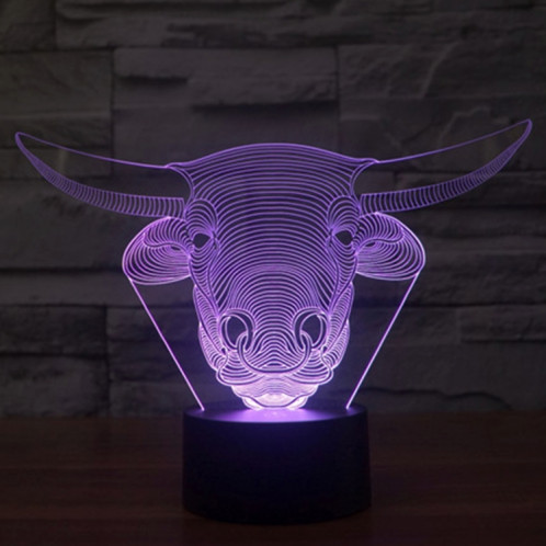 Style de vache 7 Décoloration des couleurs Lampe stéréo visuelle créative Commande de commutation tactile 3D Lumière LED Lampe de bureau Lampe de nuit Lampe de nuit SS62254-013