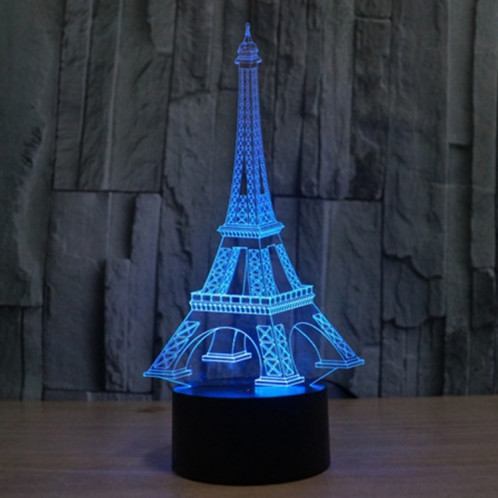 Tour Eiffel Style 7 Couleur Décoloration Creative Laser stéréo Lampe 3D Touch Switch Control LED Light Lampe de bureau Night Light ST62365-013
