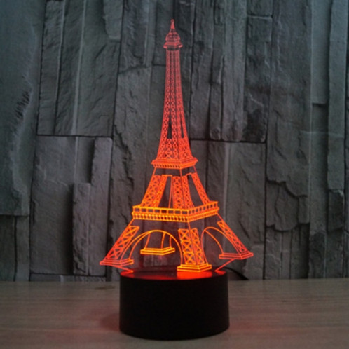Tour Eiffel Style 7 Couleur Décoloration Creative Laser stéréo Lampe 3D Touch Switch Control LED Light Lampe de bureau Night Light ST62365-013
