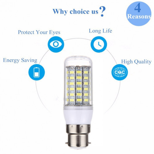 Ampoule de maïs B22 5.5W 69 LED SMD 5730 LED, AC 12-60V (lumière blanche) SH49WL1598-011