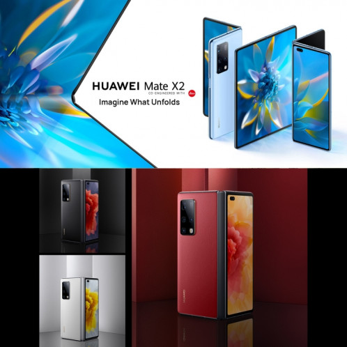 Huawei Mate X2 5G TET-AN50, 12GB + 512GB, version de la Chine, Identification des caméras quadrières, une pièce d'identité de la face et une impression digitale latérales, une batterie de 4500 mAh, une écran SH969W244-019