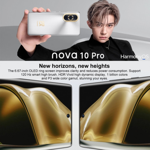 Huawei nova 10 4G NCO-AL00, 128 Go, caméra frontale 60 MP, version chinoise, Caméras triple arrière, identification d'empreintes digitales à l'écran, 6,67 pouces HarmonyOS 2 Qualcomm Snapdragon 778G 4G Octa Core SH194P1630-07