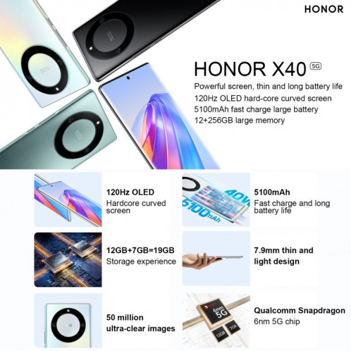 Honor X40 5G RMO-AN00, caméras 50MP, 6 Go + 128 Go, version chinoise, Double caméra arrière, identification des empreintes digitales de l'écran, batterie 5100 mAh, 6,67 pouces Magic UI 6.1 / Android 12 Snapdragon 695 SH257G367-010