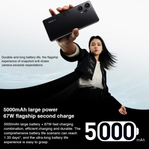Xiaomi Redmi Note 12 Turbo 5G, appareil photo 64MP, 12 Go + 512 Go, Caméras triple arrière, batterie 5000 mAh, MIUI 14 Snapdragon 7+ Gen2 Octa Core de 6,67 pouces jusqu'à 2,91 GHz, réseau : 5G, double SIM, NFC, SX433B426-012