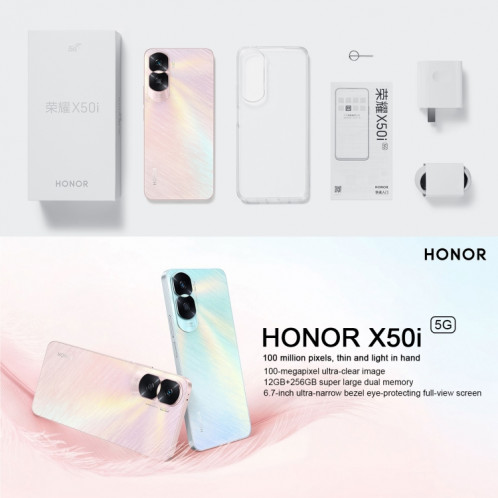 Honor X50i 5G CRT-AN00, caméras 100MP, 8 Go + 256 Go, version chinoise, Caméras arrière doubles, identification d'empreintes digitales latérales, batterie 4500 mAh, 6,7 pouces MagicOS 7.1 / Android 13 Dimensity 6020 SH489B1560-011