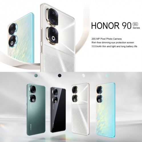 Honor 90 5G REA-AN00, caméras 200MP, 16 Go + 256 Go, version chinoise, Caméras triple arrière, identification des empreintes digitales de l'écran, 6,7 pouces Magic UI 7.1 Android 13 Qualcomm Snapdragon 7 Gen 1 SH797B557-014