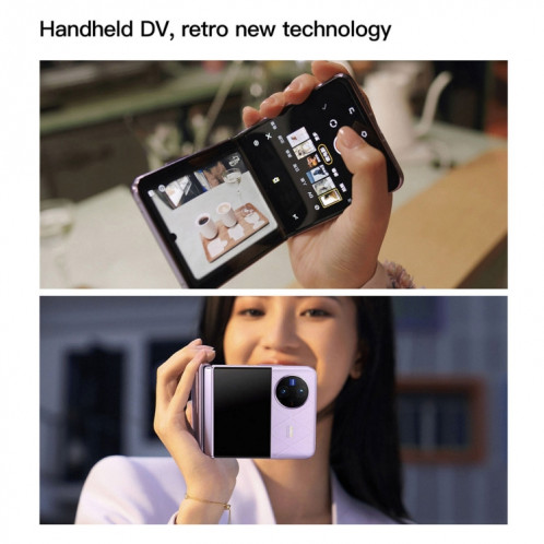 vivo X Flip 5G, appareil photo 50MP, 12 Go + 256 Go, Caméras arrière doubles, identification d'empreintes digitales latérales, batterie 4400 mAh, 6,74 pouces + 3,0 pouces Android 13.0 OriginOS 3 Qualcomm Snapdragon 8+ SV821J22-018