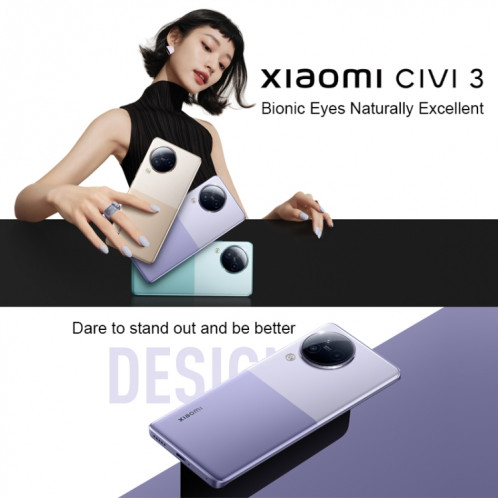 Xiaomi Civi 3 5G, appareil photo 50MP, 12 Go + 512 Go, Caméras arrière triples + caméras frontales doubles, identification d'empreintes digitales à l'écran, batterie 4500 mAh, MIUI 6,55 pouces 14 Dimensity SX828H281-012