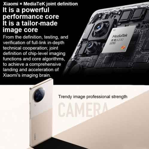 Xiaomi Civi 3 5G, appareil photo 50MP, 12 Go + 512 Go, Caméras arrière triples + caméras frontales doubles, identification d'empreintes digitales à l'écran, batterie 4500 mAh, MIUI 6,55 pouces 14 Dimensity SX828J246-012