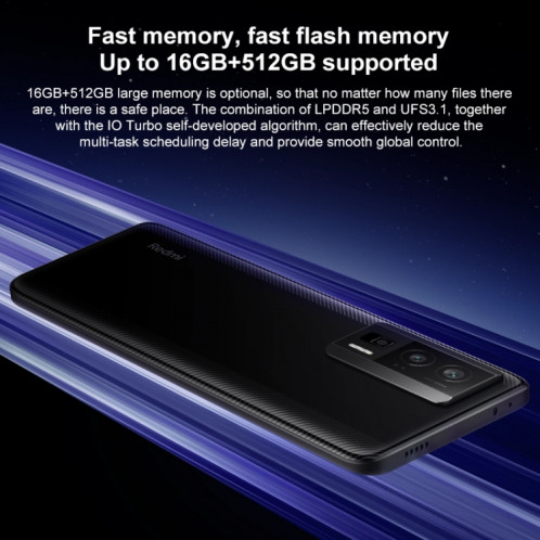 Xiaomi Redmi K60 5G, appareil photo 64MP, 16 Go + 256 Go, Caméras arrière triples, identification des empreintes digitales de l'écran, batterie 5500 mAh, MIUI 14 Snapdragon 8+ Gen1 Octa Core 4 nm jusqu'à 3,0 GHz de SX838L509-015