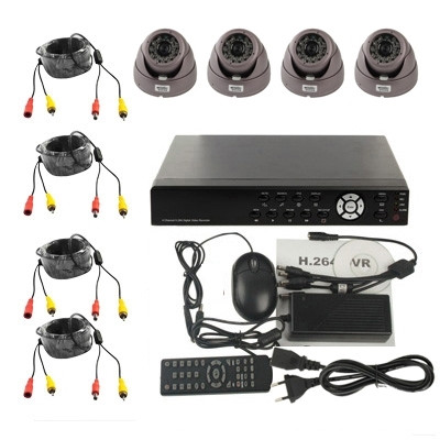 Kit enregistreur vidéo numérique 4 canaux intégré (1/3 Sony CCD, 520TVL, 24 x LED IR, objectif 6 mm, distance IR: 25 m, H.264 (8204EV + 622A) SH1103999-012
