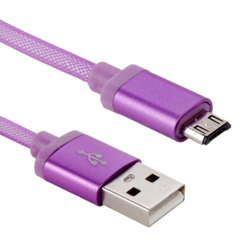 Câble de données/chargeur Micro USB vers USB 2.0 à tête métallique de style filet de 25 cm (violet) SH890P1782-06