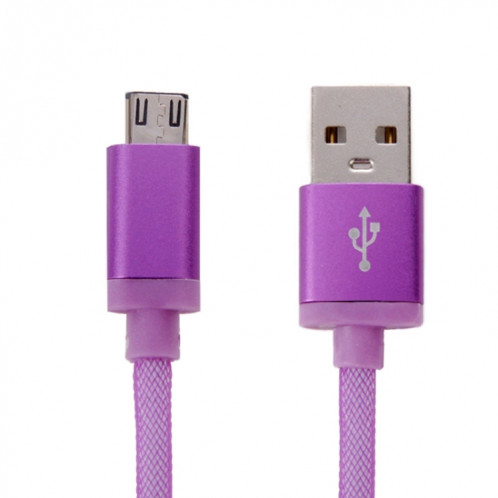Câble de données/chargeur Micro USB vers USB 2.0 à tête métallique de style filet de 25 cm (violet) SH890P1782-06