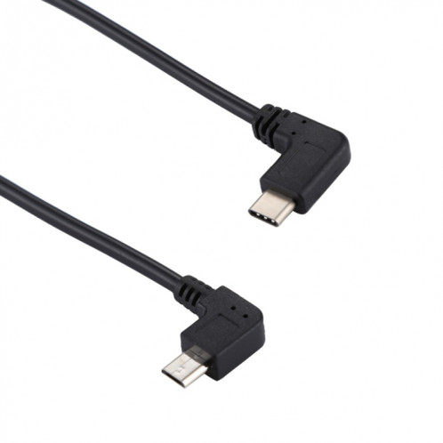 Câble adaptateur coudé mâle USB-C / Type-C vers Micro USB coude mâle, longueur totale: environ 25 cm, Pour Samsung, Huawei, Xiaomi, HTC, Meizu, Sony et autres Smartphones SH2274761-04
