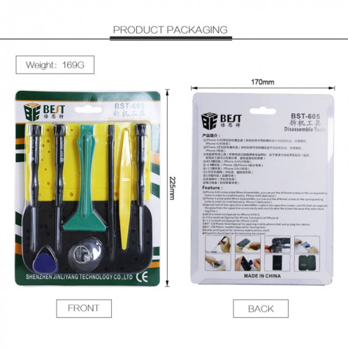 10 en 1 BEST BST-605 Tool Kit Démonter les outils d'ouverture pour iPhone 3/4 / 4S / 5 SB3169870-07