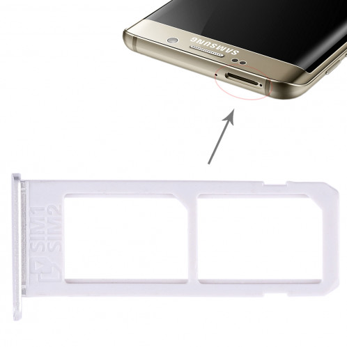 2 Plateau de carte SIM pour Galaxy S6 Edge plus / S6 Edge + (Argent) SH543S140-06