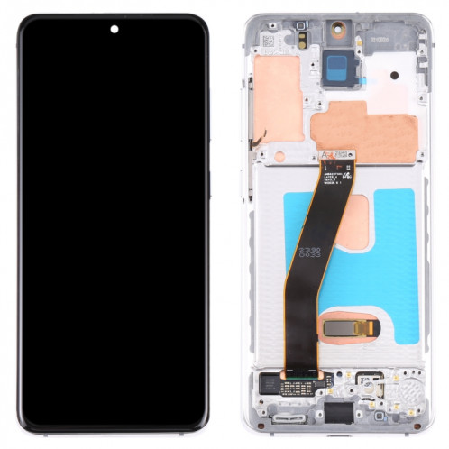Original Dynamic AMOLED Material LCD Screen and Digitizer Full Assembly with Frame for Samsung Galaxy S20 4G SM-G980(Silver) SH429S1375-05