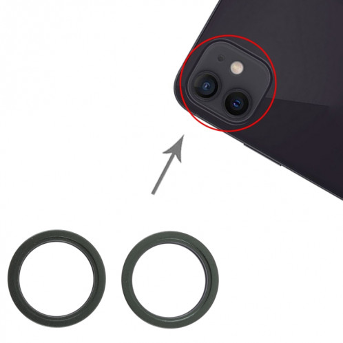 2 PCS Caméra arrière Lentille de verre en métal à l'extérieur du protecteur Hoop Bague pour iPhone 13 (vert) SH996G1255-04