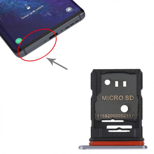 Pour TCL 20 Pro 5G Plateau de carte SIM d'origine + plateau de carte Micro SD (gris) SH757H540-04