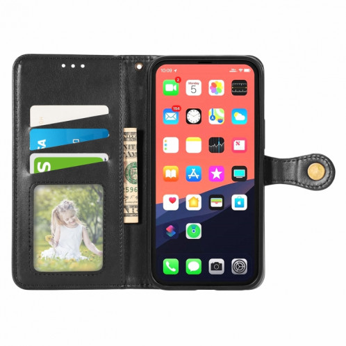 Pour iPhone 13 PRO Color Color Coat Buckle Téléphone de téléphone avec lanière et cadre photo Slot & Card Slot & Wallet & Stand Fonction (Noir) SH802A804-07